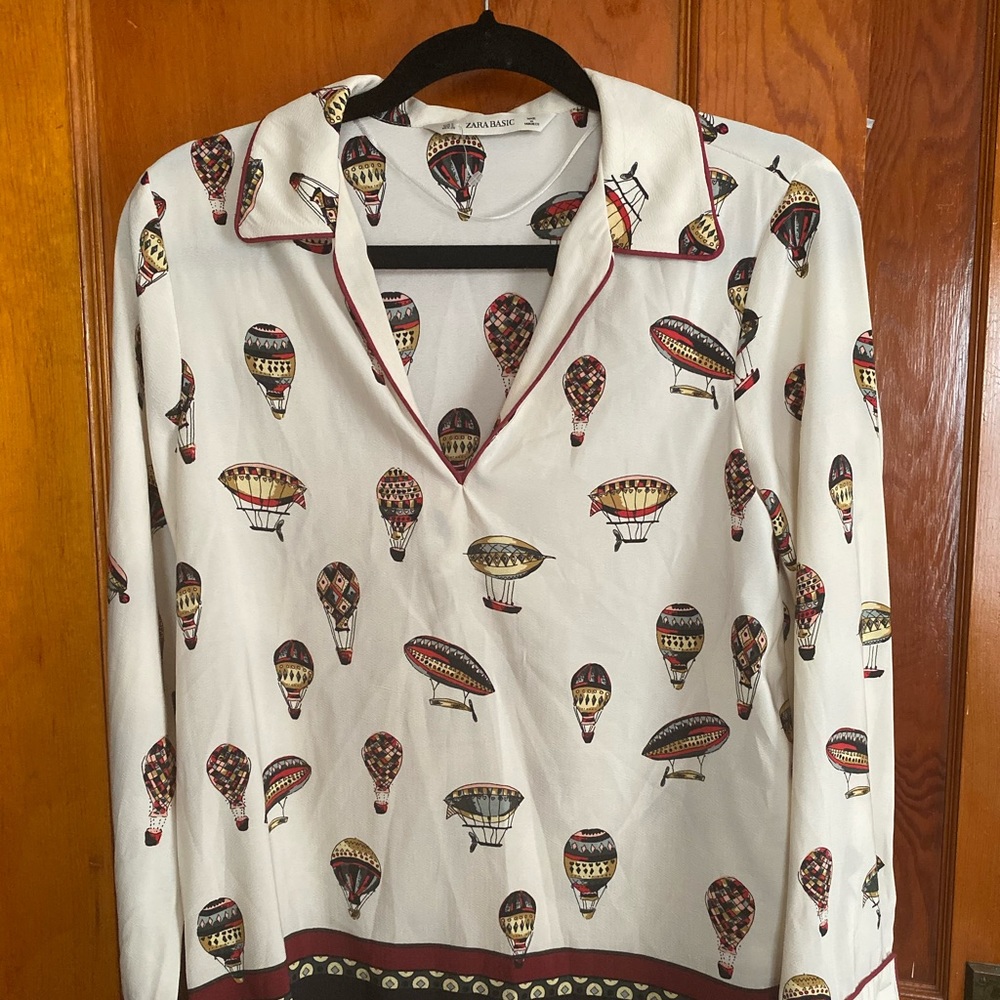 Zara hot air balloon print blouse